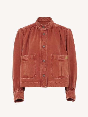 Veste fronc&eacute;e col montant en denim - 2