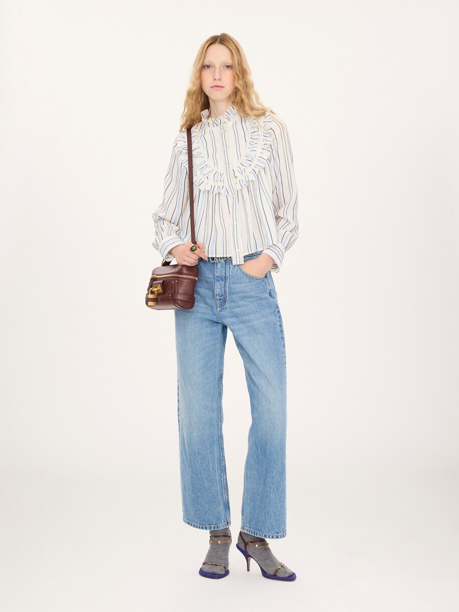 Ruffled blouse in silk jacquard & lace - 3