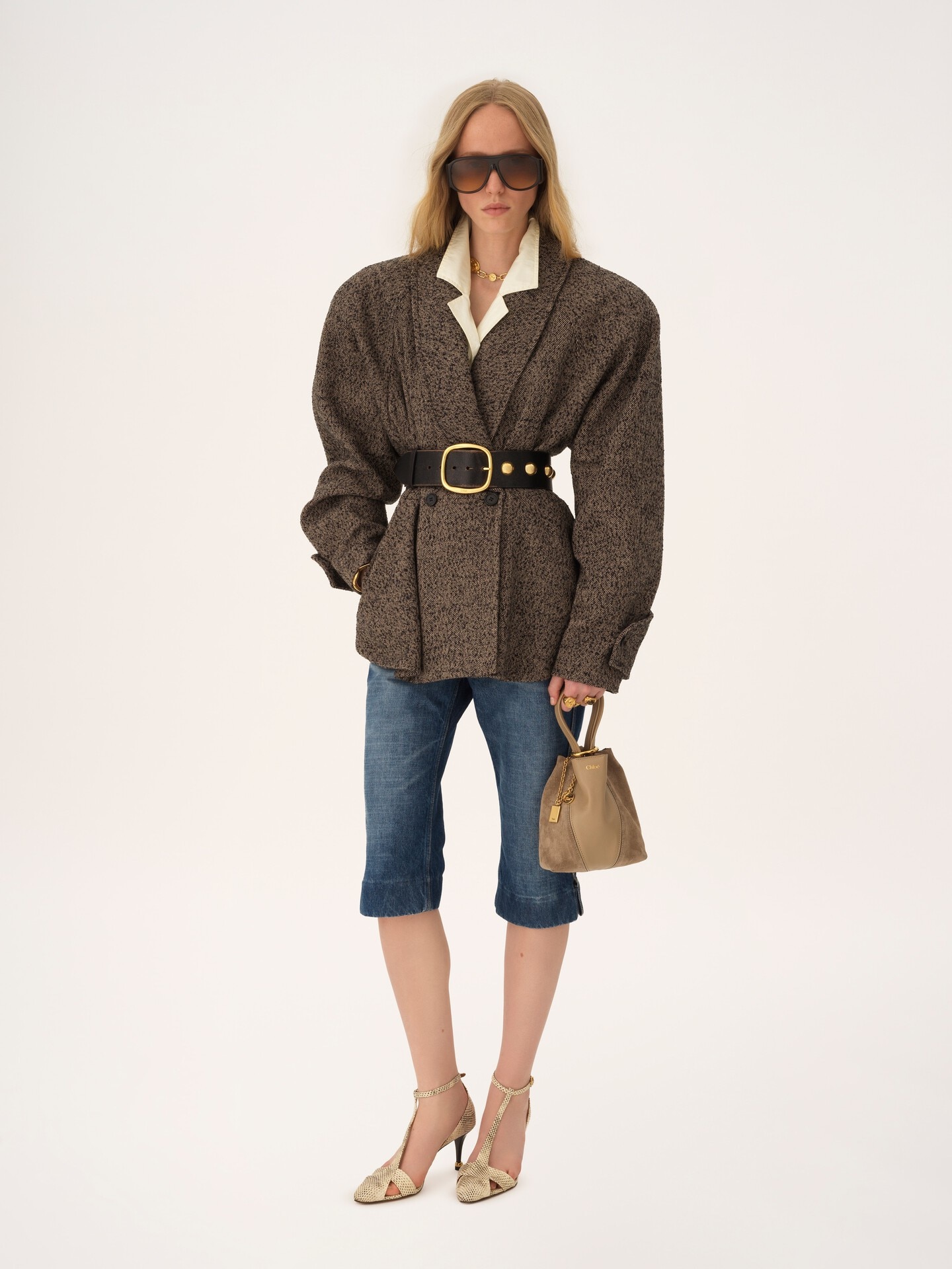 Small Chlo&eacute; Spin tote bag in grained & suede leather - 7