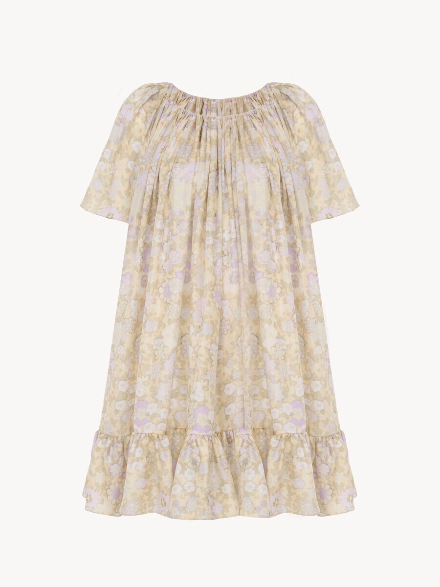 Short pleated dress in silk charmeuse - 2