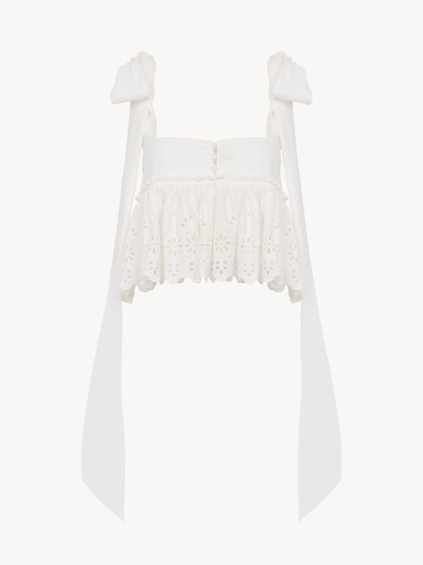 Tie-strap cropped top in soft cotton - 2