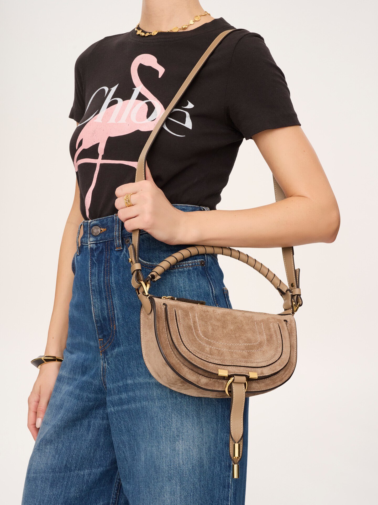 Mini Marcie shoulder bag in suede leather - 3
