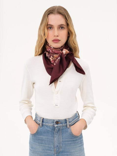 The Chlo&eacute; Roses square scarf in silk twill