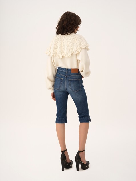 High-rise capri jeans in denim