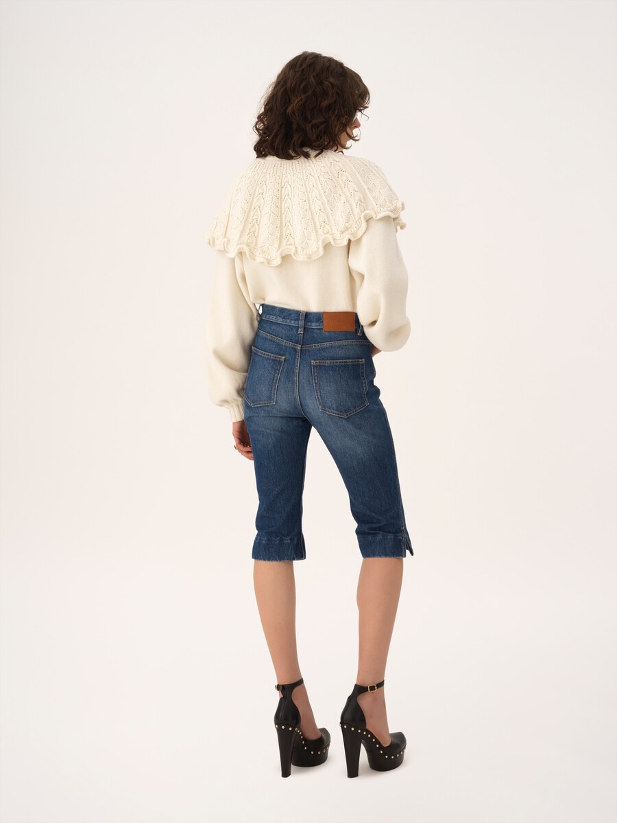 Jeans Capri a vita alta in denim - 4