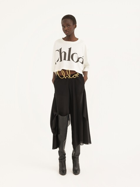 Fluid trousers in silk georgette