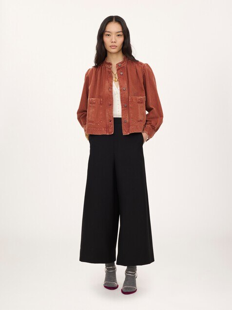 Veste fronc&eacute;e col montant en denim