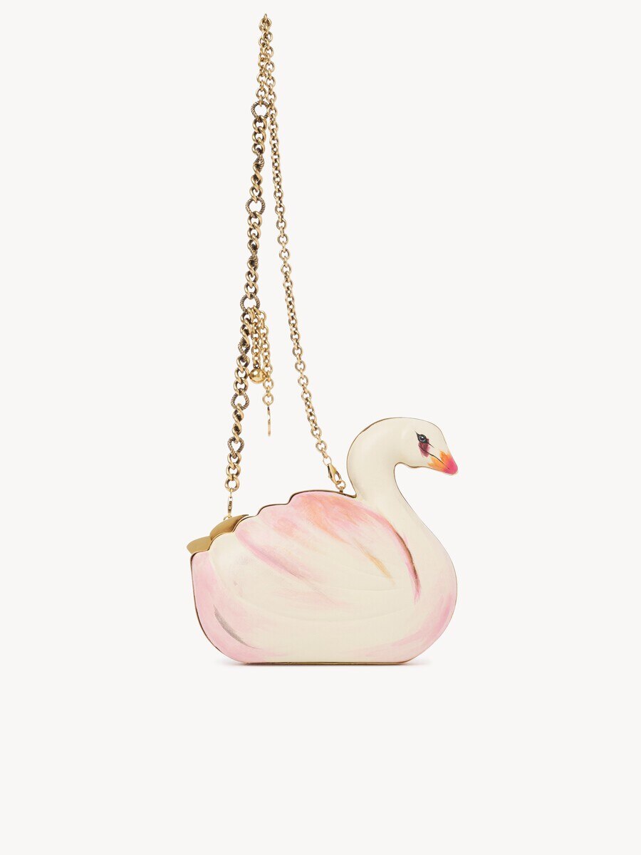 Chlo&eacute; Tropicus swan minaudi&egrave;re in hand-painted leather - 5