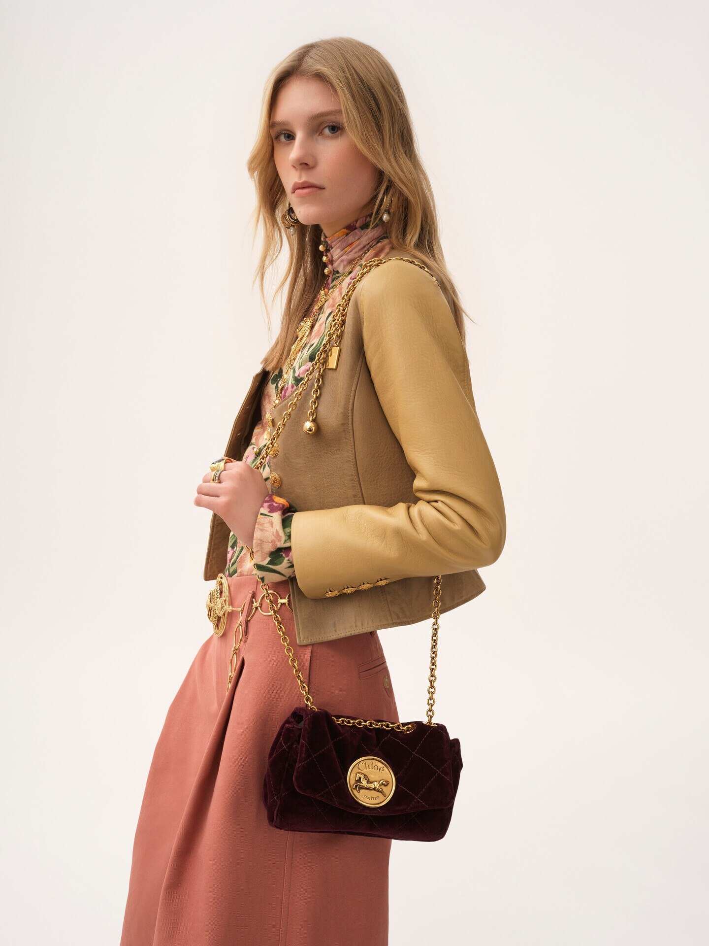 Small Chlo&eacute; Heritage shoulder bag in velvet - 3