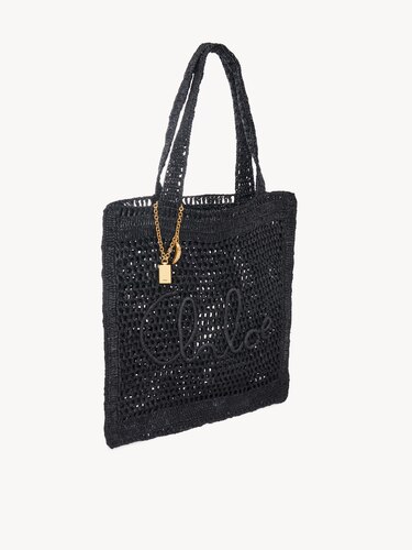 Summer Banana tote bag in raffia Black - Chloé Summer Banana tote bag in raffia Black - Chloé