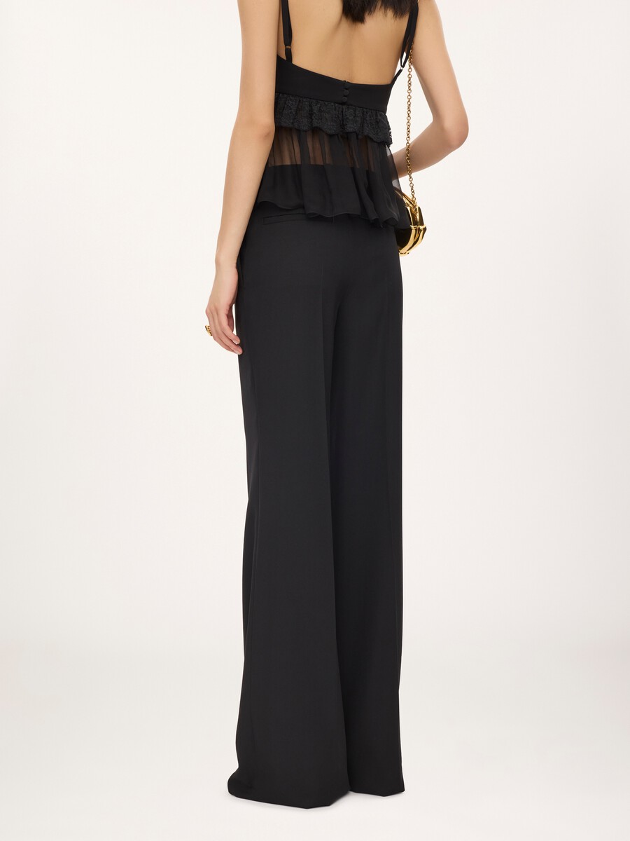 High-rise flared pants in wool grain de poudre - 5