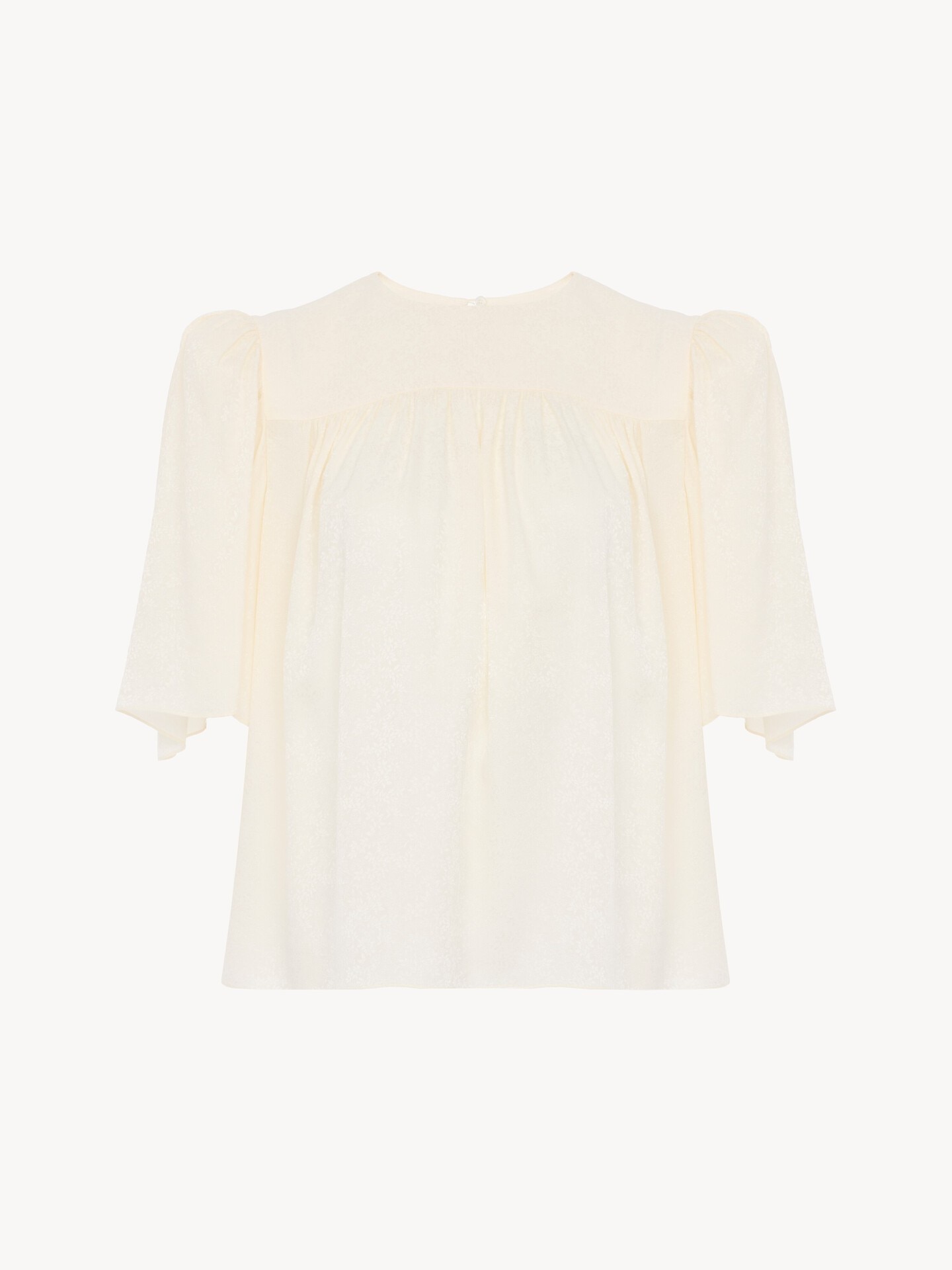 Crew-neck gathered top in silk jacquard - 2