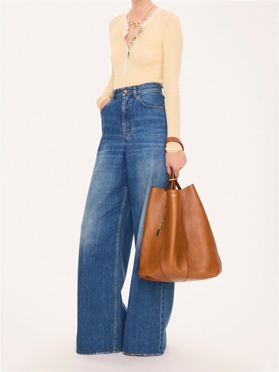 Bolso tote grande Chlo&eacute; Spin de cuero granulado - 6