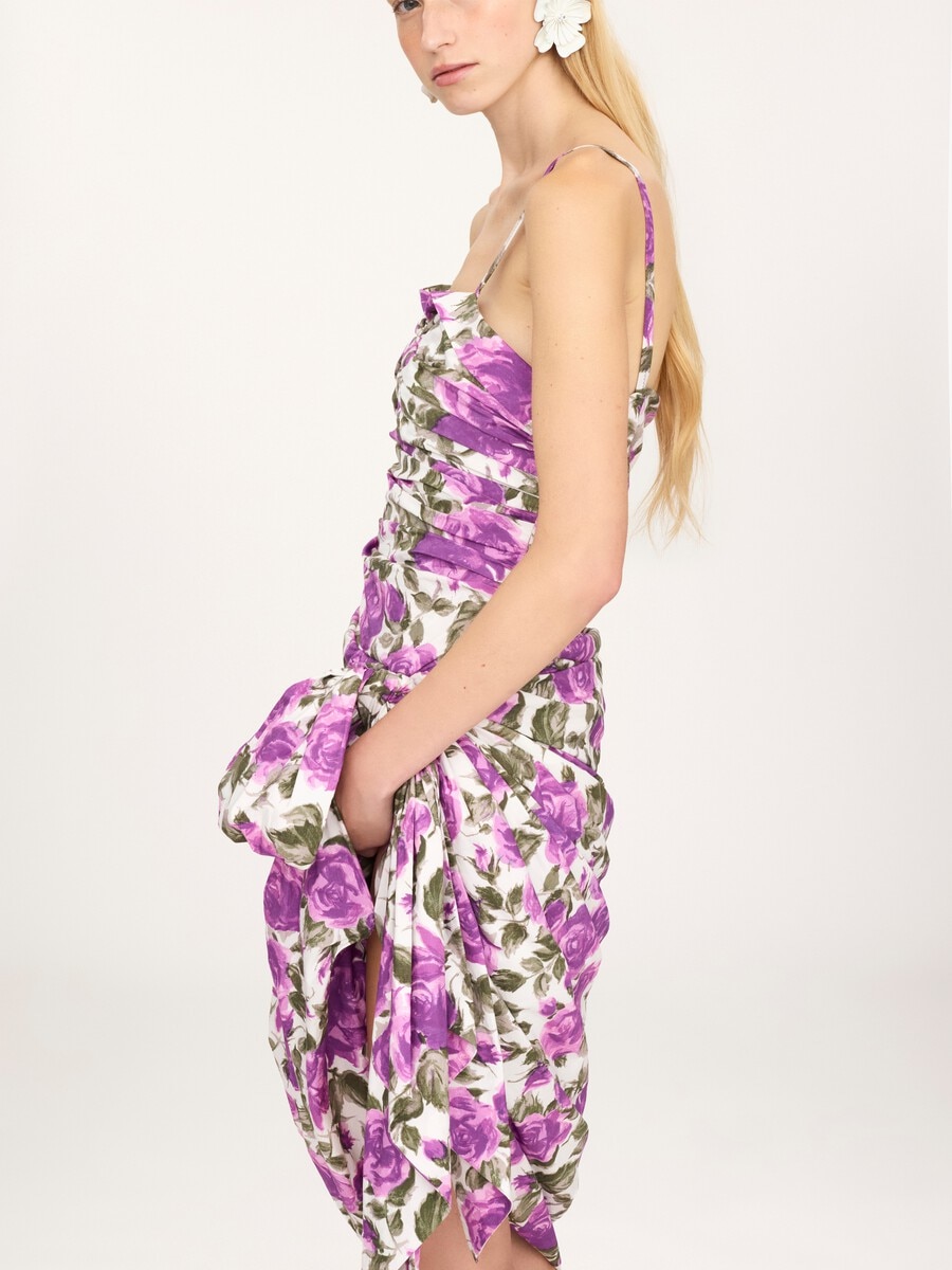 Wrap bustier midi dress in cotton poplin - 6