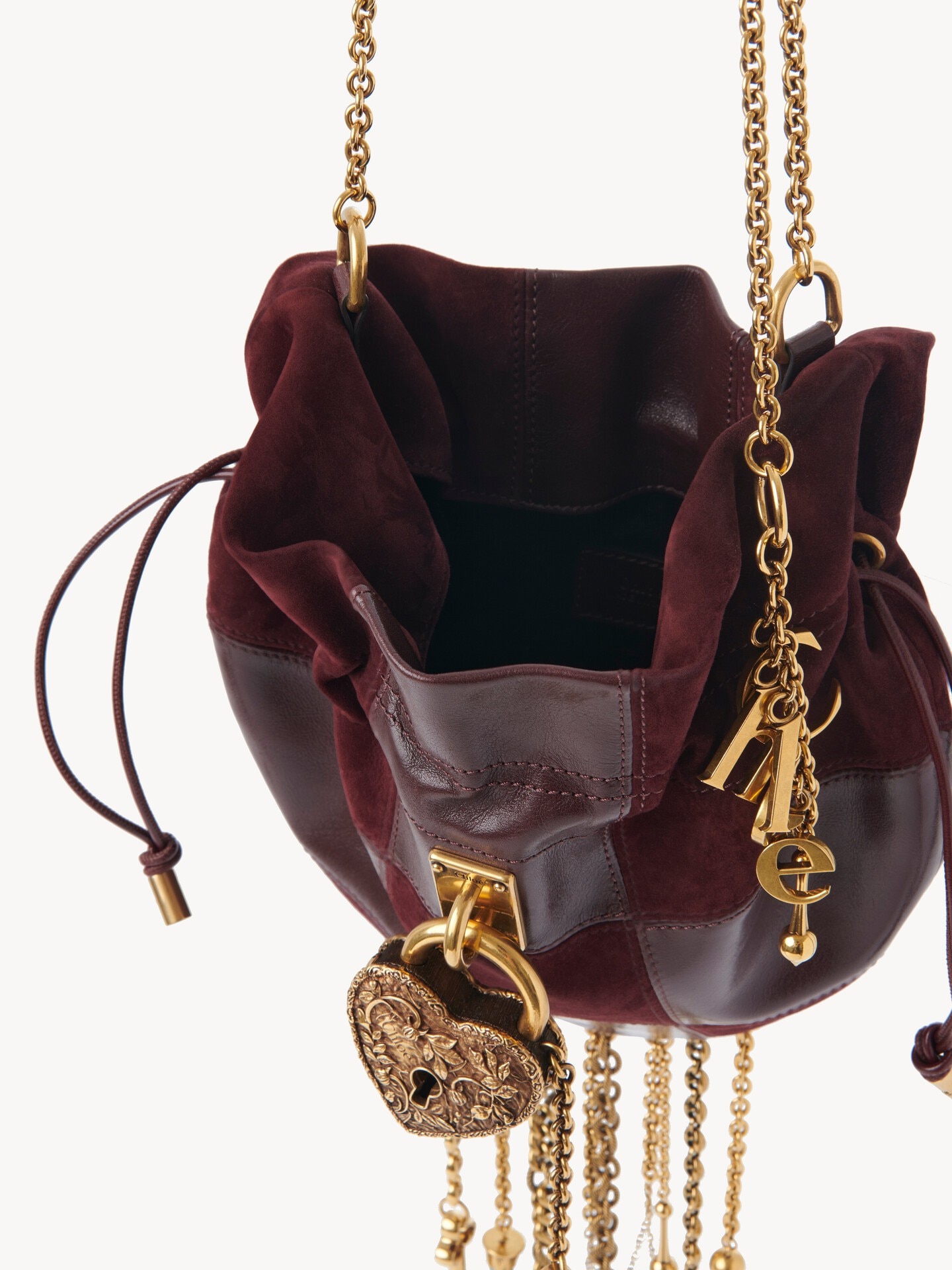 Ch&acirc;teau Treasures cross-body bag in grained & suede leather - 7