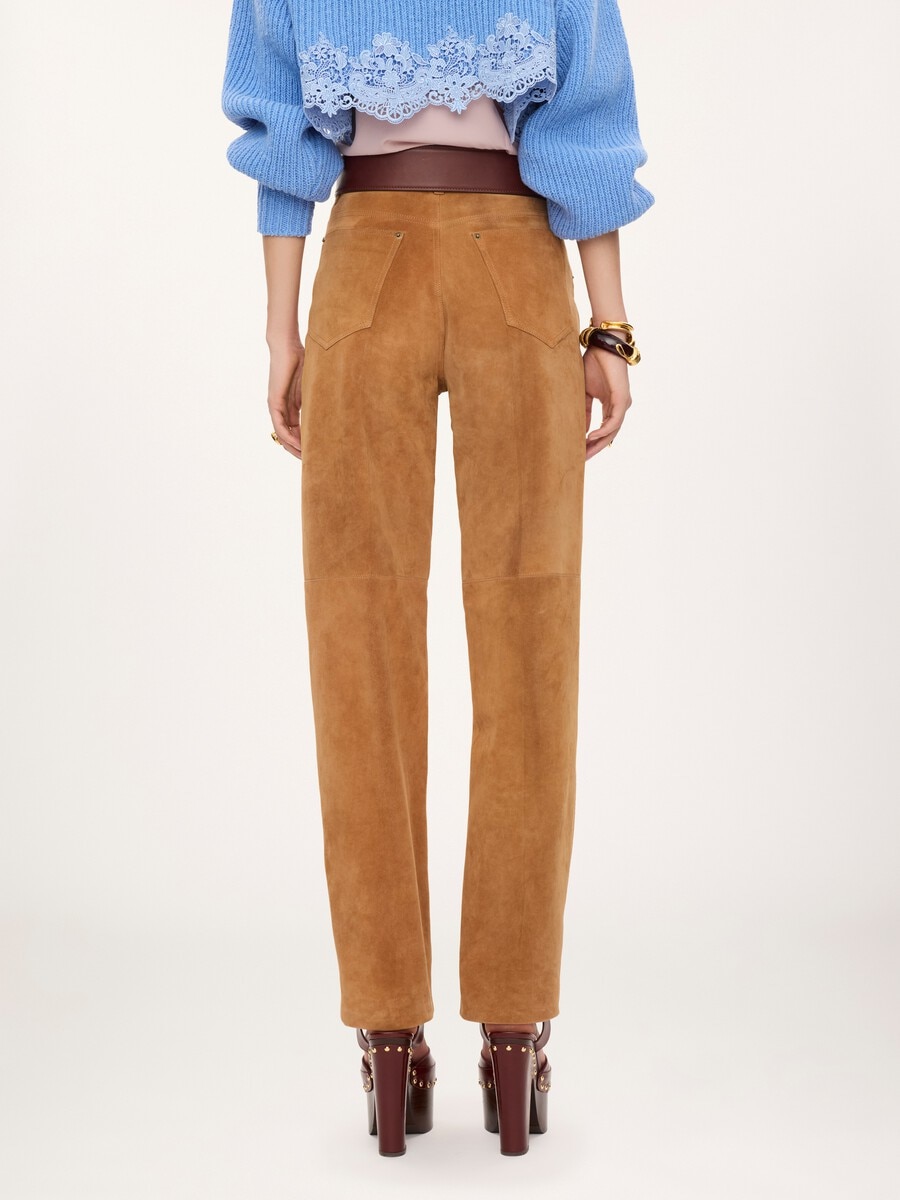 Straight pants in suede leather - 5