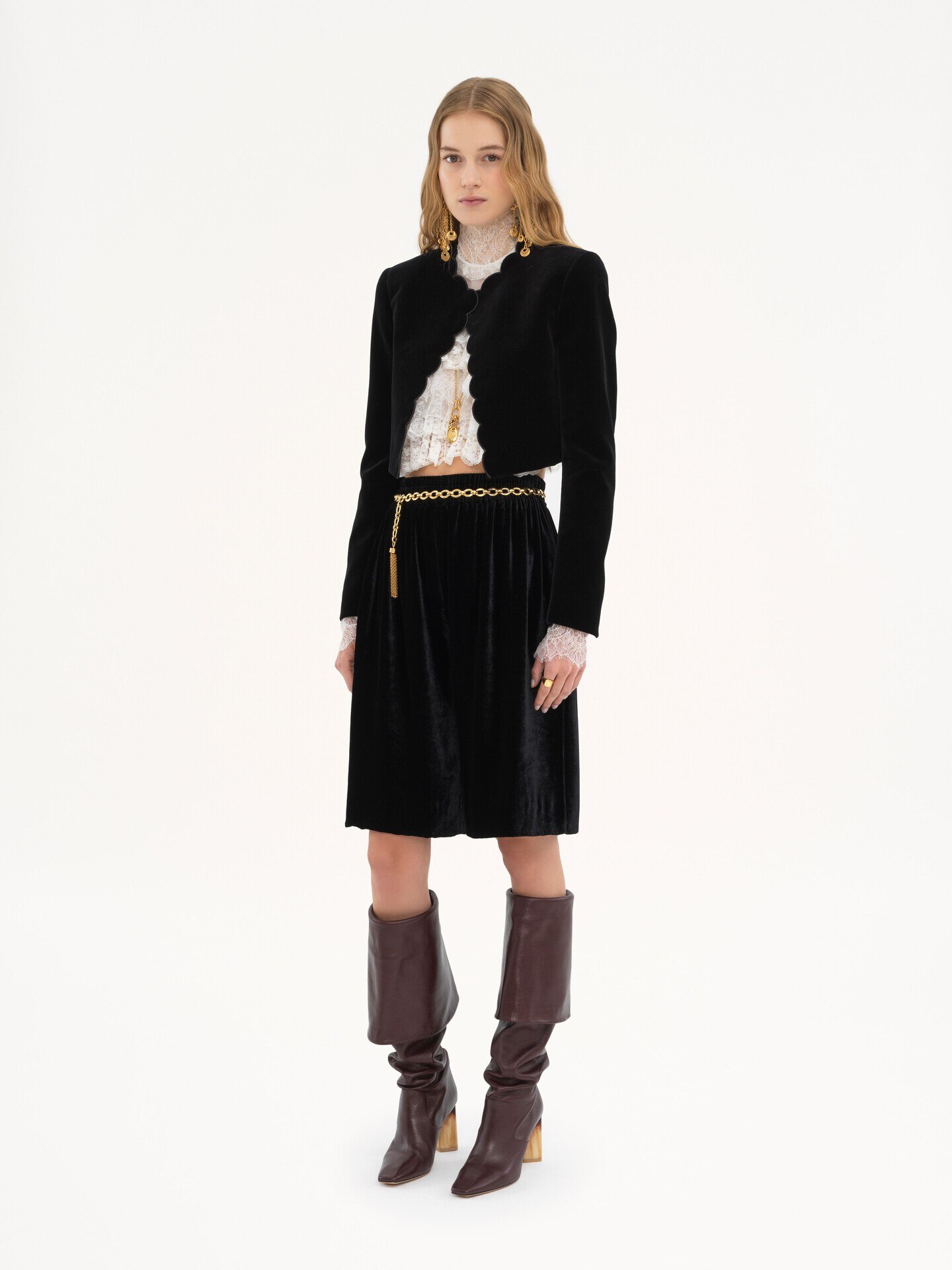 Scalloped Spencer jacket in velvet - 3