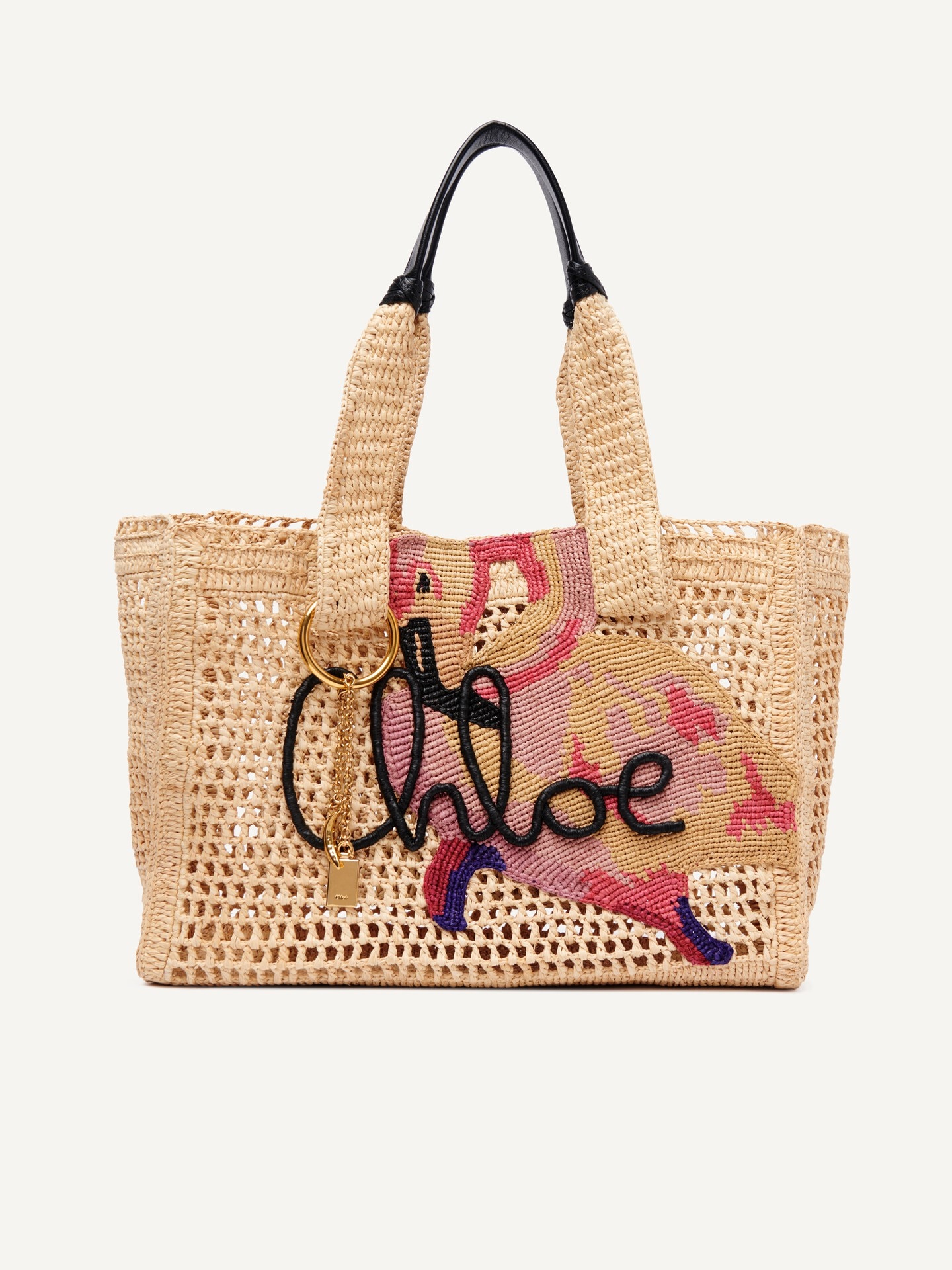 Summer Banana east-west tote bag in raffia - 2