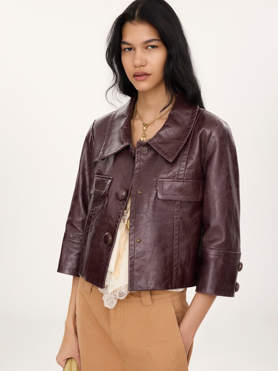 Cropped jacket in leather - 7