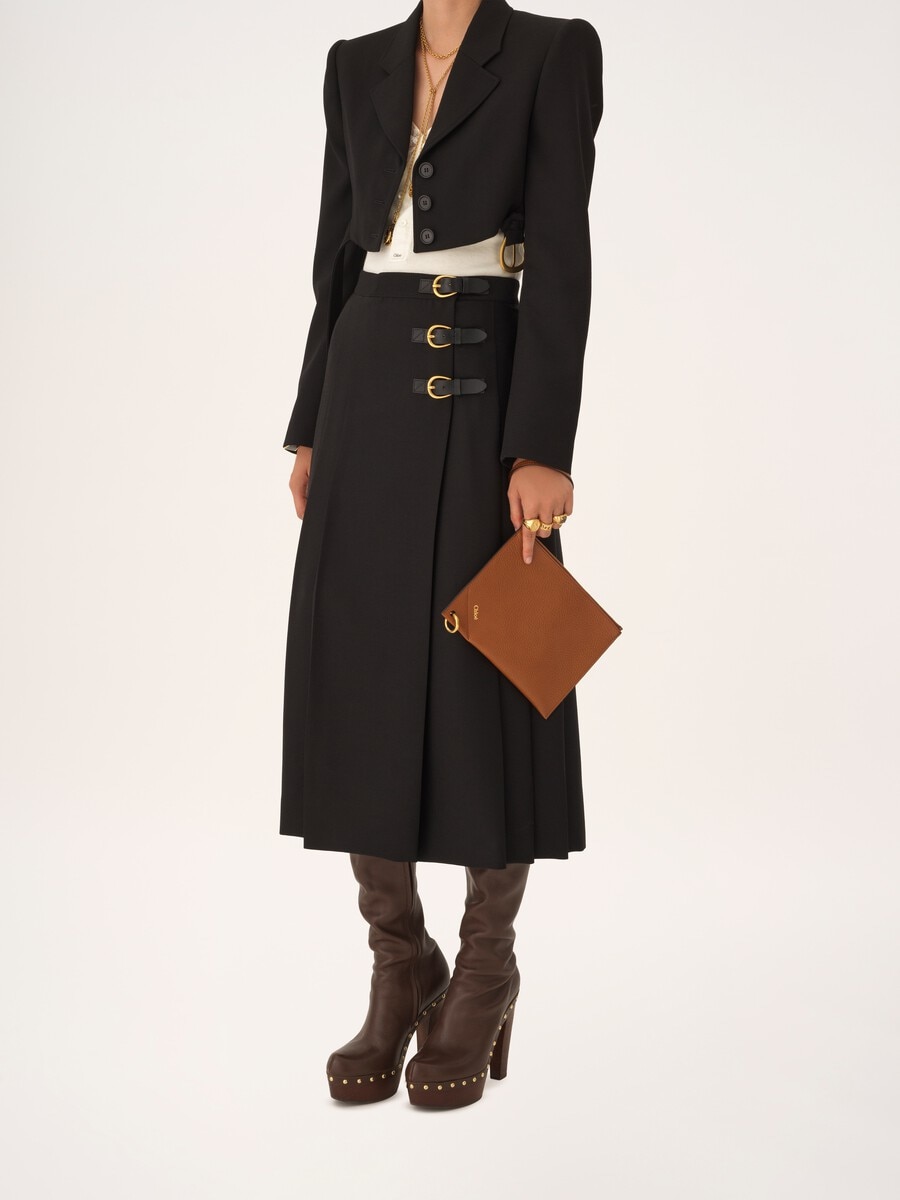 Chlo&eacute; Spin zipped pouch in grained leather - 6