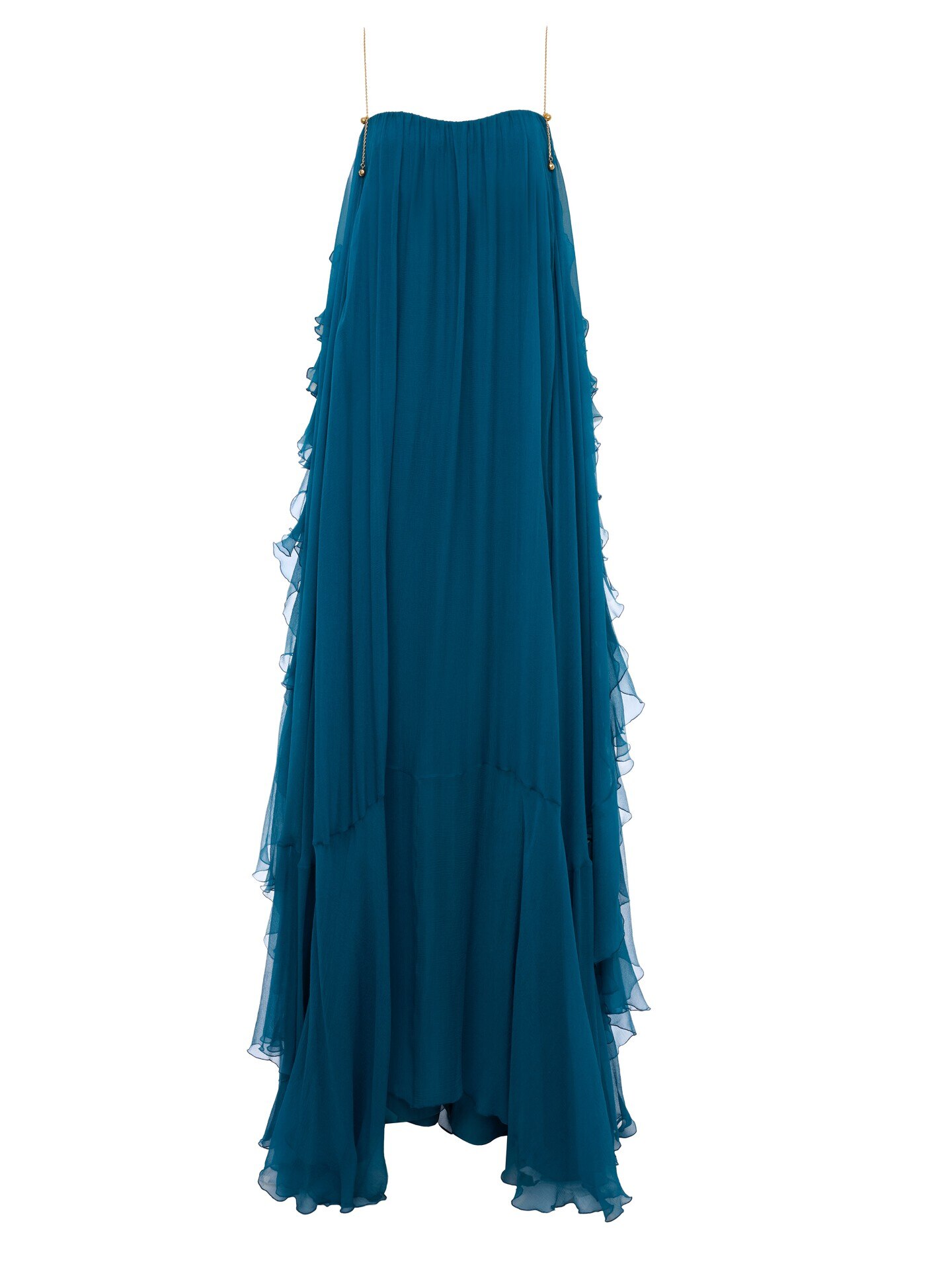 chloe blue silk dress Chloé - Sleeveless long in mousseline - Lovely Teal - 34 or summer vacations mirror design for dressing Black Jersey Long Sleeve Size:9-10Y