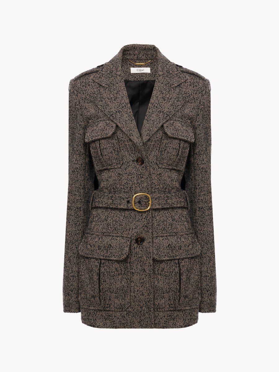 Utilitarian jacket in chevron wool - 2