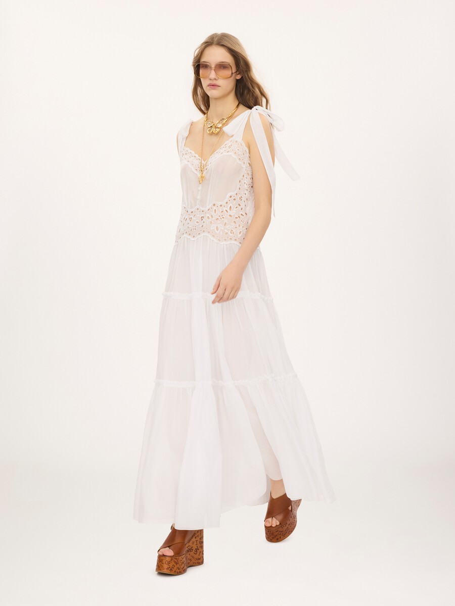Tiered long dress in cotton voile - 6