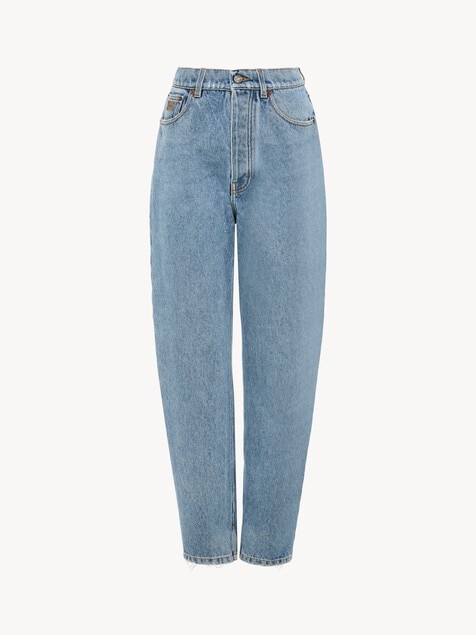 Jean fusel&eacute; taille haute en denim