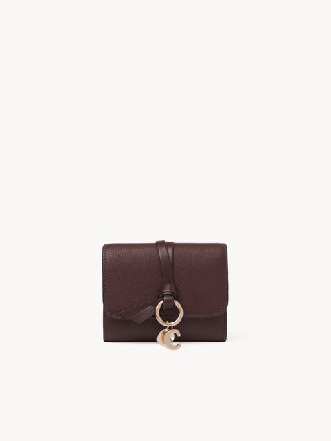 Petit portefeuille &agrave; trois volets Alphabet en cuir grain&eacute;