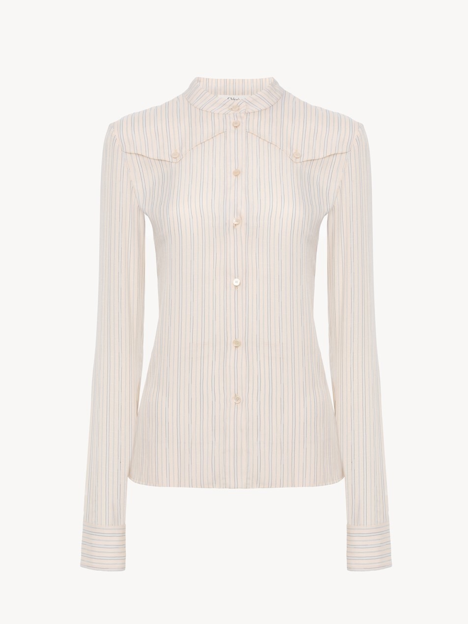 Fitted blouse in silk poplin