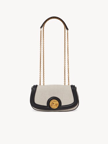 Horse Medal crossbody bag in canvas & grained leather Black