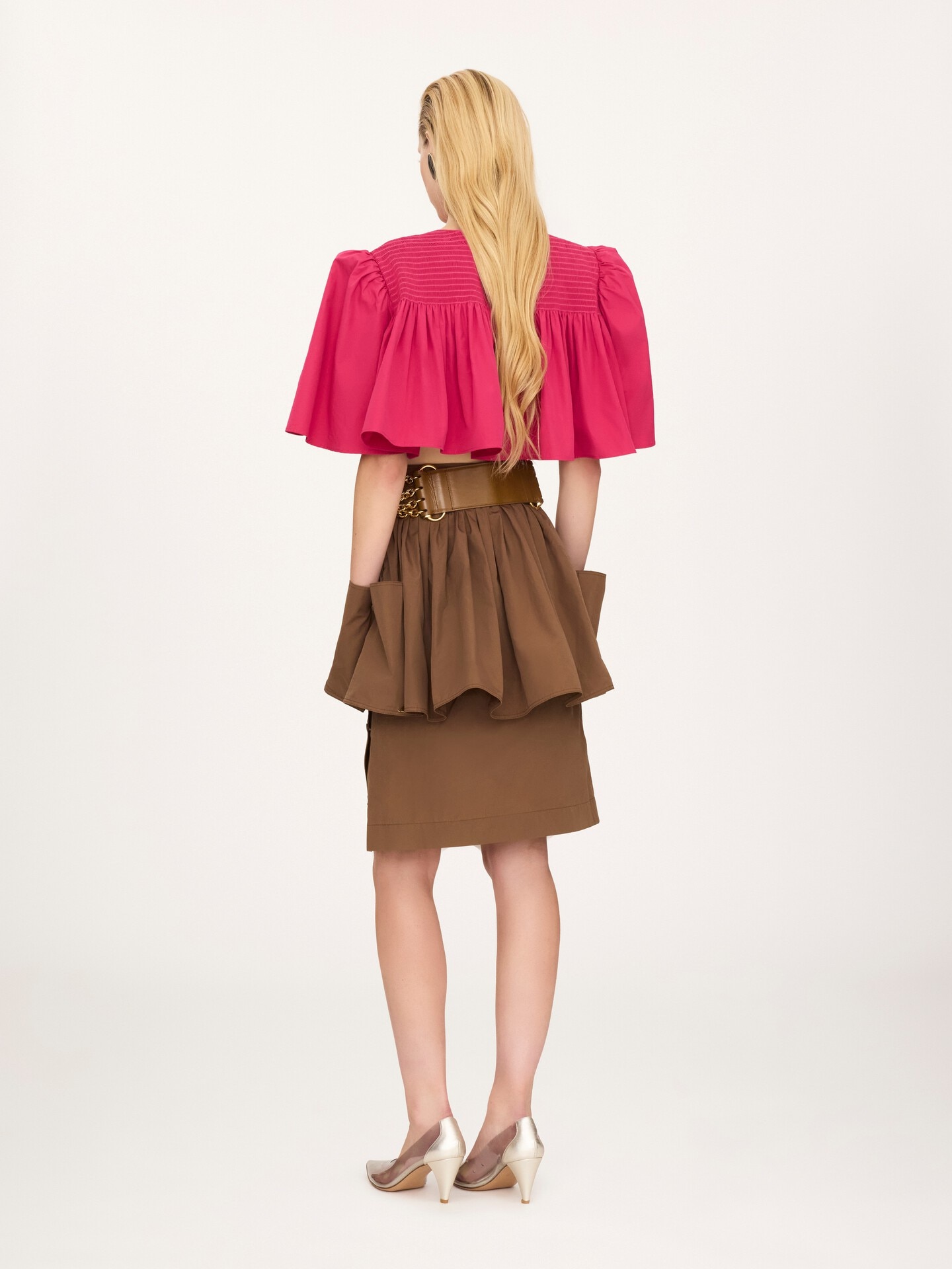 Jupe mi-longue superpos&eacute;e en popeline de coton - 5