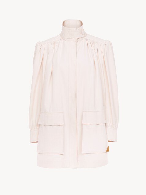 Chaqueta utilitaria con cuello alto de lona de algodón