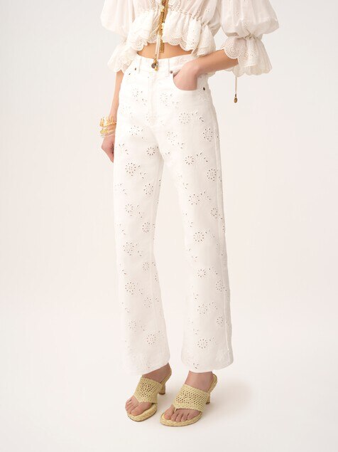 Bestickte Cropped-Jeans aus Denim