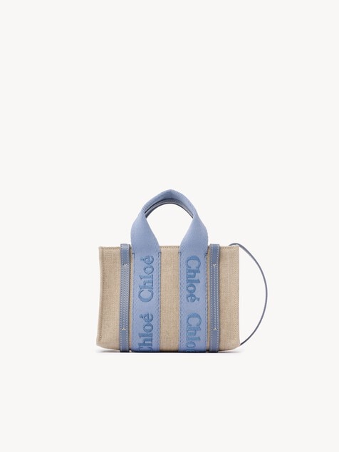 Mini Woody tote bag in linen