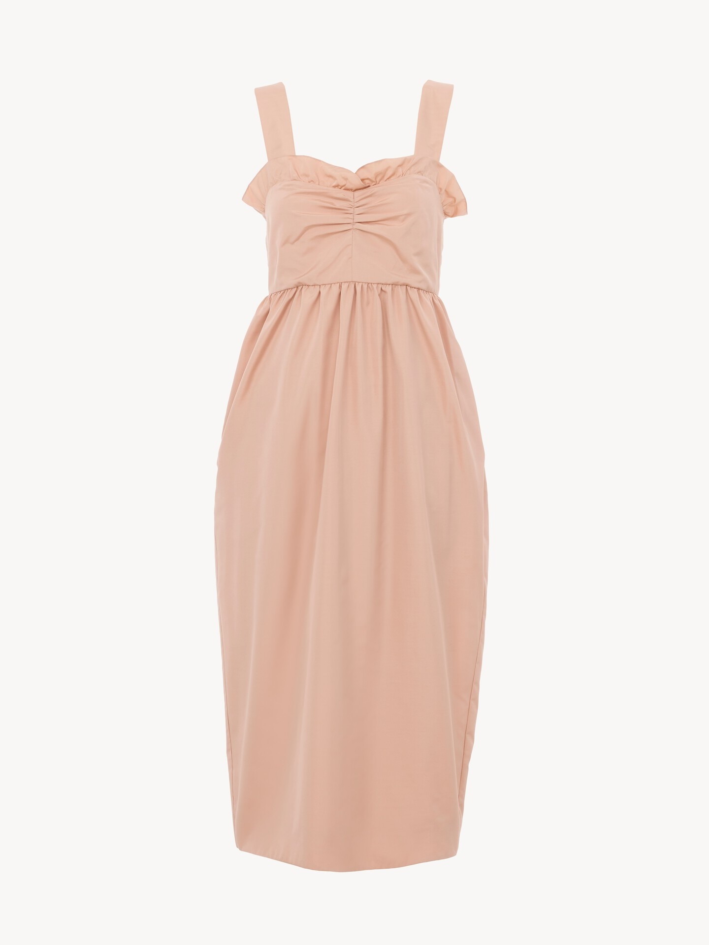 Sleeveless fitted midi dress in technical taffeta - 1