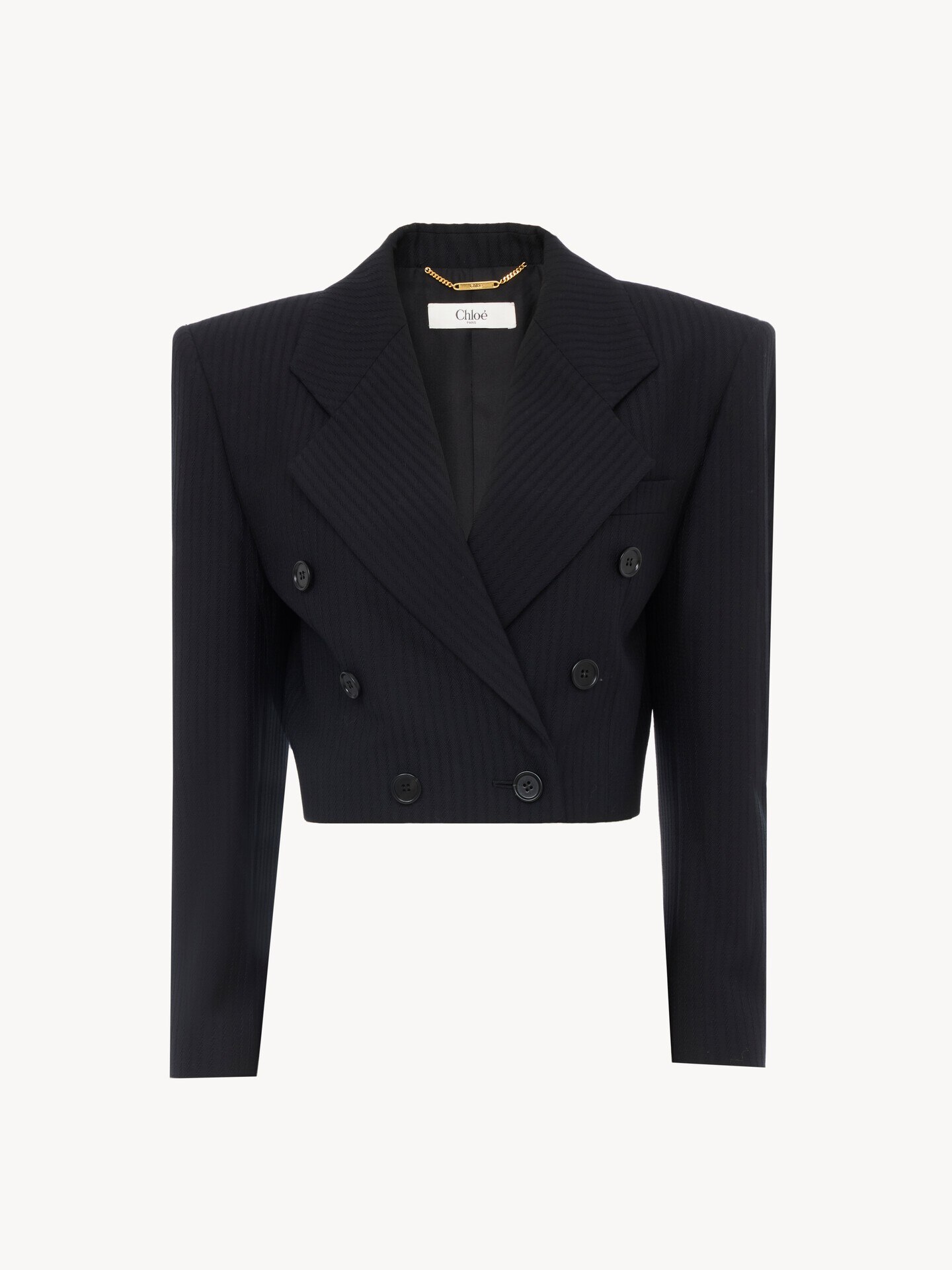 Double-breasted cropped Spencer jacket in striped wool - 2