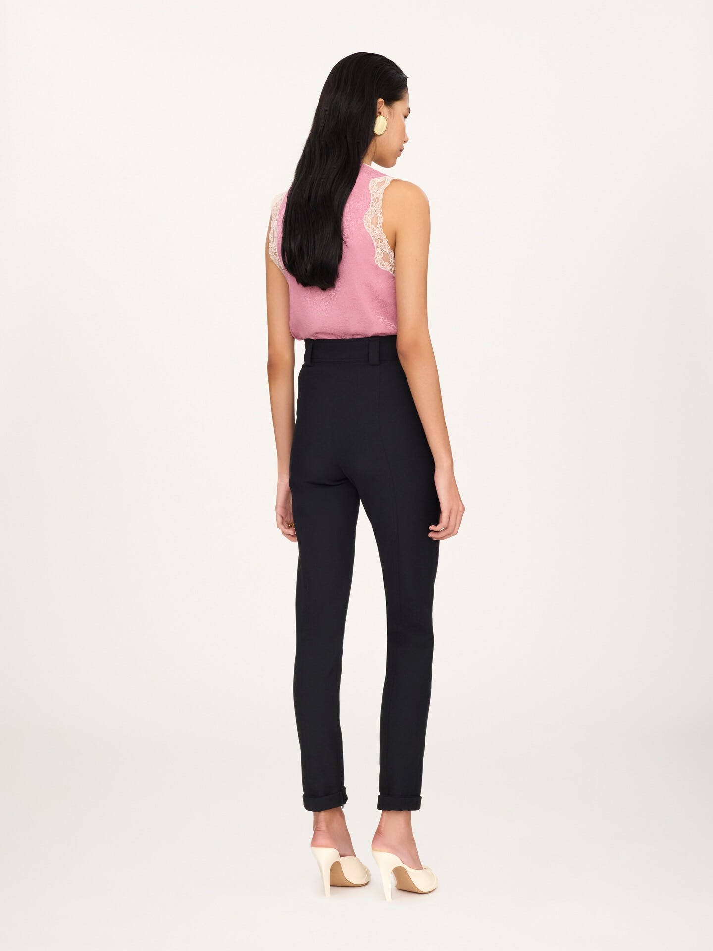 Fitted high-rise trousers in stretch tricotine - 4.0