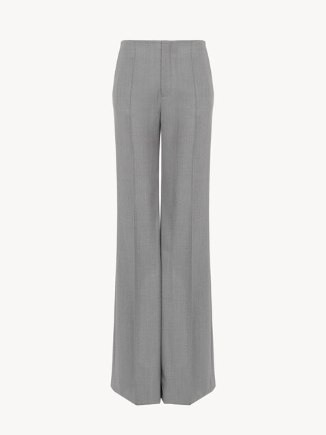 Flared trousers in wool grain de poudre