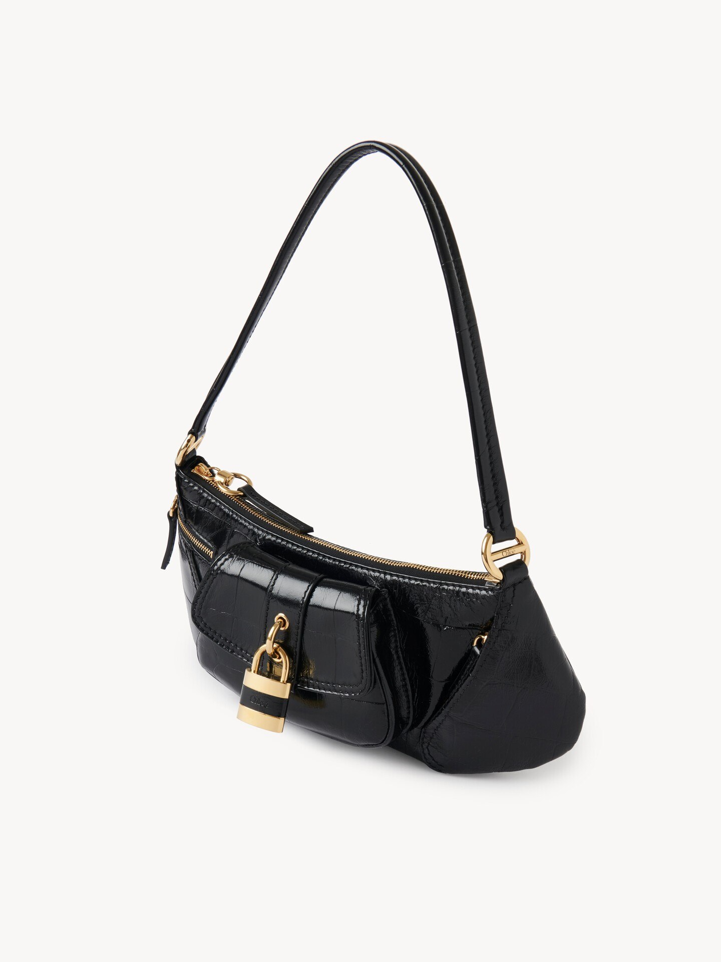 The 99 shoulder bag in croco-effect leather Black - Chloé