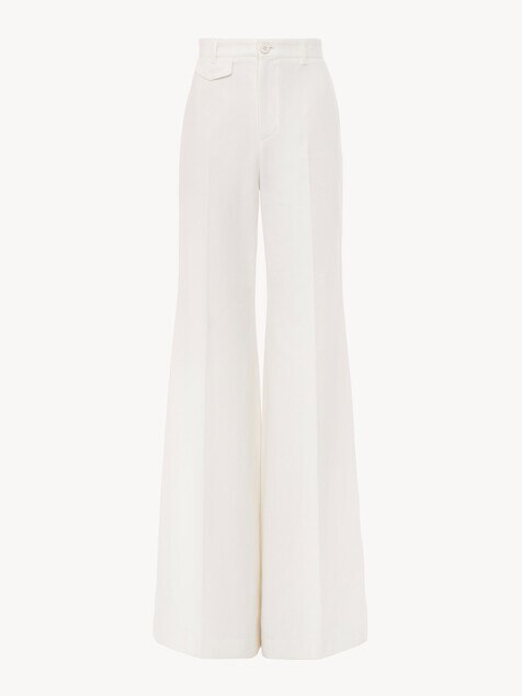 High-rise flared pants in cotton canvas