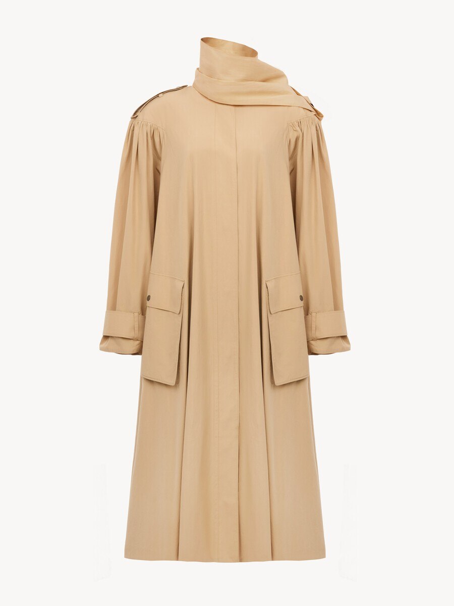 High-neck scarf trench coat in cotton poplin - 2