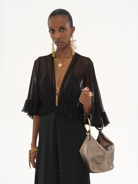 Small Bracelet handbag in metallized leather