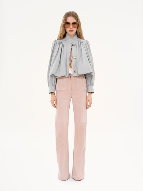 Gathered boule jacket in cotton canvas