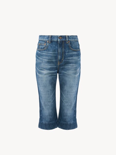 Jean capri taille haute en denim