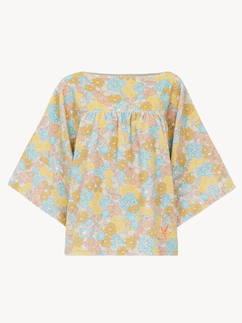 Short-sleeve top in cotton toweling