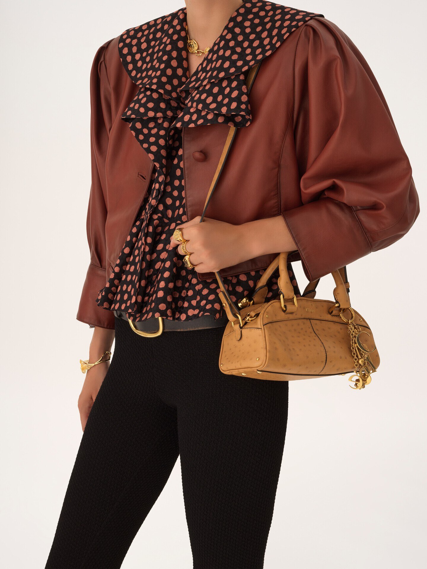 Small Chlo&eacute; bowling bag in ostrich-effect leather - 3