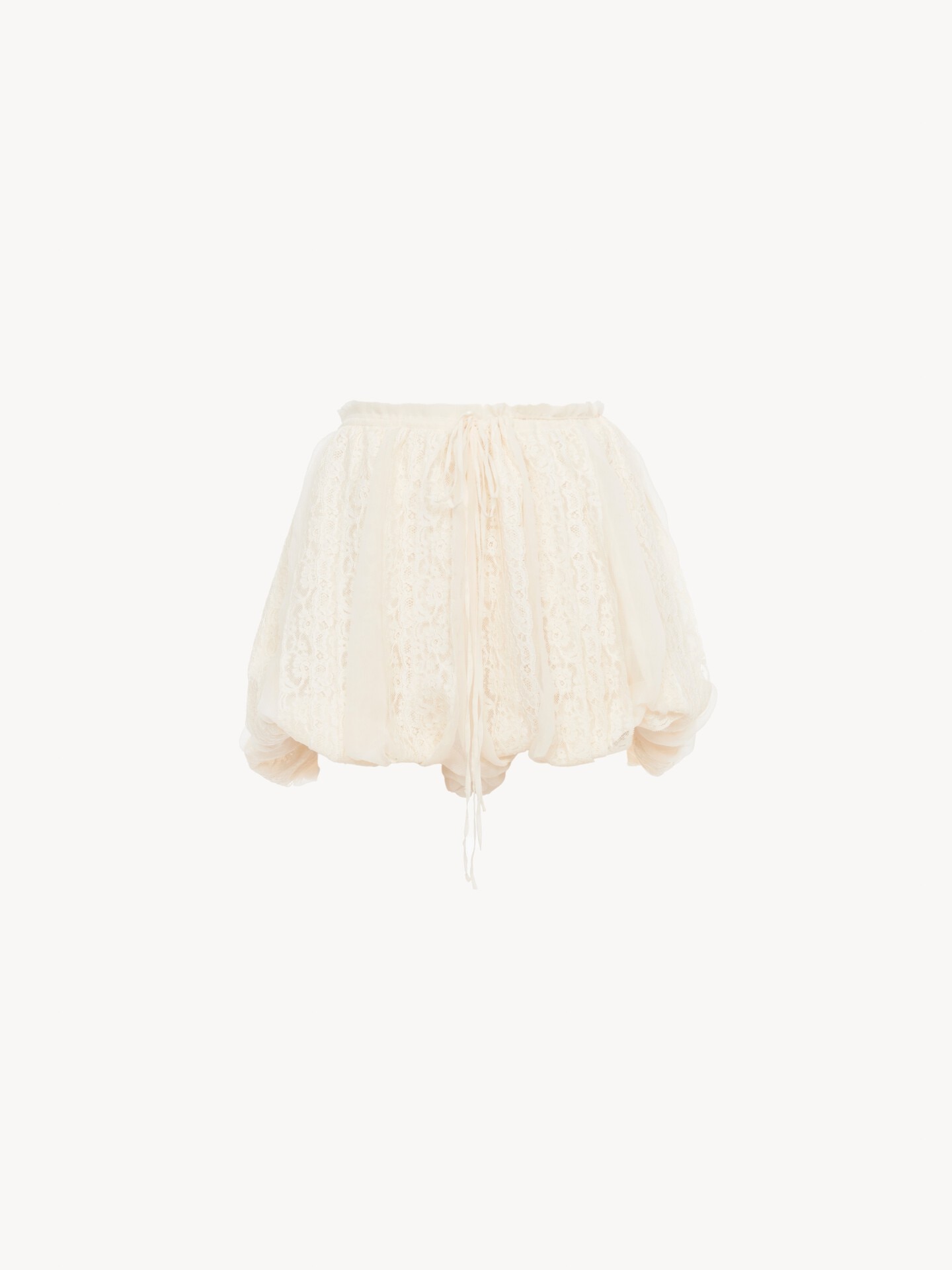 Mini bloomer shorts in floral-lace silk mousseline - 1