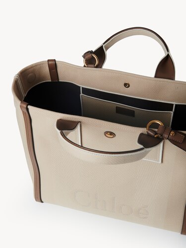 Chloé Carry tote bag in canvas Vegetal Beige - Chloé