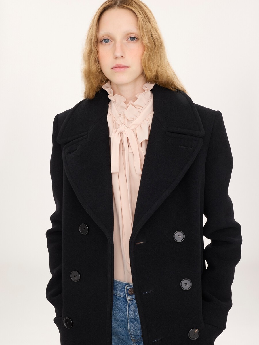 Long double-breasted coat in double-face wool - 9